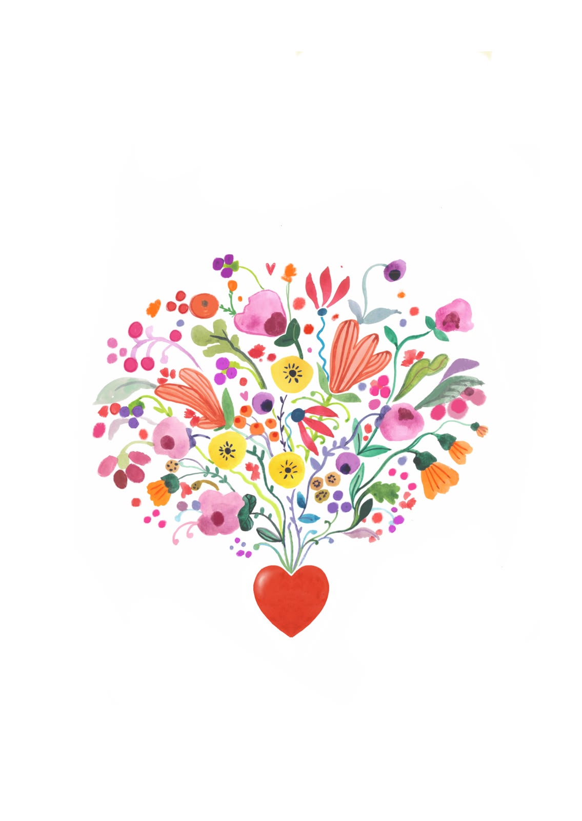 Postal il·lustrada Cor de flors